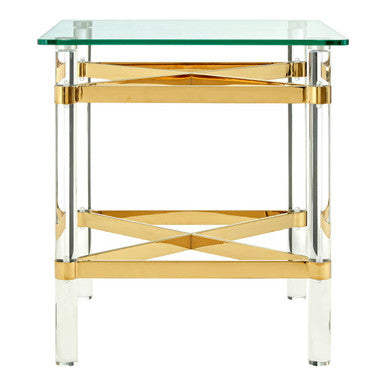 Glass Top Side Table with Acrylic Legs, Clarence