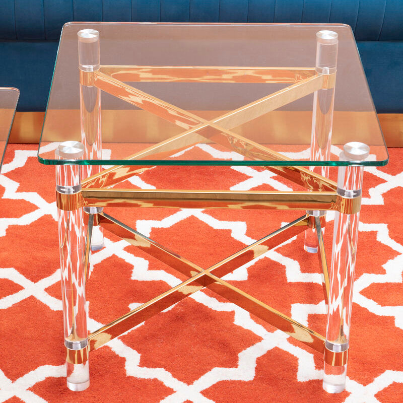 Glass Top Side Table with Acrylic Legs, Clarence