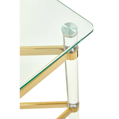 Glass Top Side Table with Acrylic Legs, Clarence