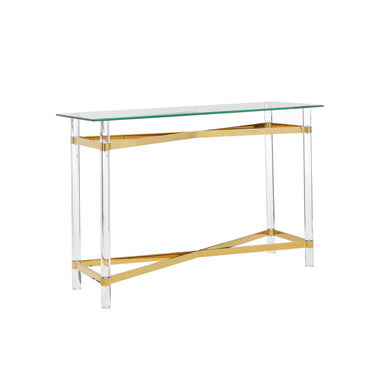 Glass Top Console Table with Acrylic Legs, Clarence