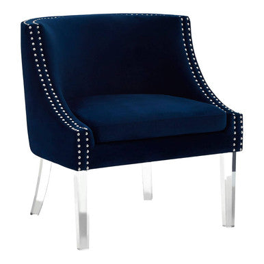 Clarence Navy Blue Velvet Chair with Stud Detail