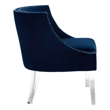 Clarence Navy Blue Velvet Chair with Stud Detail