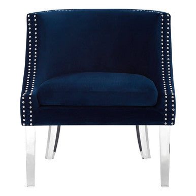 Clarence Navy Blue Velvet Chair with Stud Detail