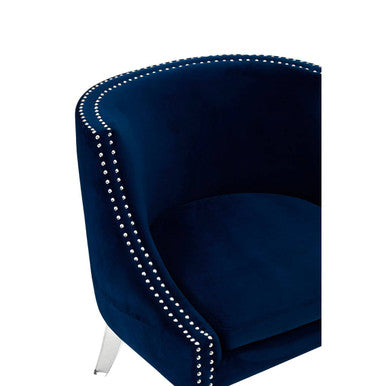 Clarence Navy Blue Velvet Chair with Stud Detail
