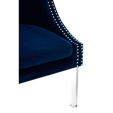 Clarence Navy Blue Velvet Chair with Stud Detail