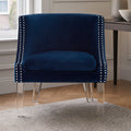 Clarence Navy Blue Velvet Chair with Stud Detail