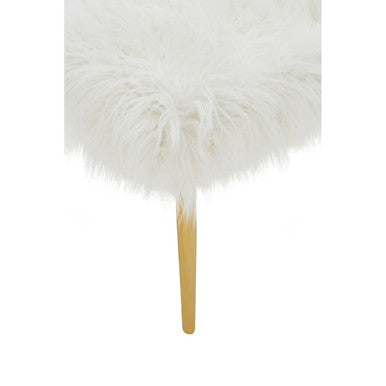 Clarence Gold Faux Fur Bench with Gold Finish Legs