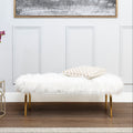 Clarence Gold Faux Fur Bench with Gold Finish Legs