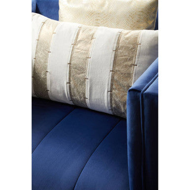 Otylia Deep Blue Velvet Armchair with Gold Finish Metal Legs