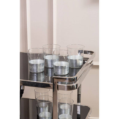 Silver Drinks Trolley with Black Tempered Glass Shelves, Alvaro