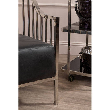 Silver Drinks Trolley with Black Tempered Glass Shelves, Alvaro