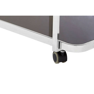 Silver Drinks Trolley with Black Tempered Glass Shelves, Alvaro