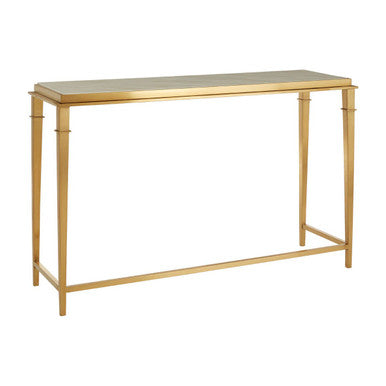 White Marble Top Console Table with Warm Gold Stainless Steel Frame, Alvaro