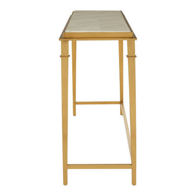 White Marble Top Console Table with Warm Gold Stainless Steel Frame, Alvaro