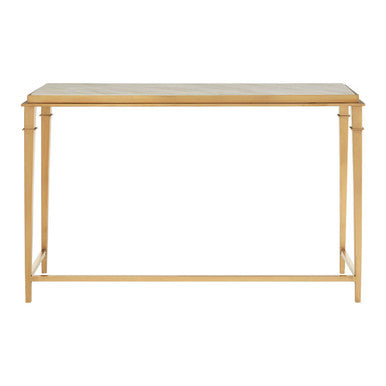 White Marble Top Console Table with Warm Gold Stainless Steel Frame, Alvaro