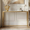 Alvaro Gold Stainless Steel Console Table with White Marble Top
