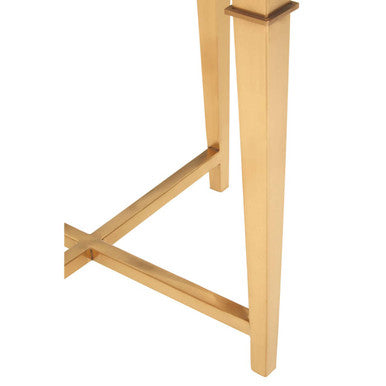 Round White Marble Top Side Table with Warm Gold Finish Stainless Steel Frame, Alvaro