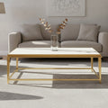Alvaro Gold Stainless Steel Coffee Table with White Marble Top