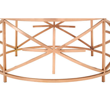 Rose Gold Finish Stainless Steel Frame Coffee Table with Black Marble Top, Alvaro
