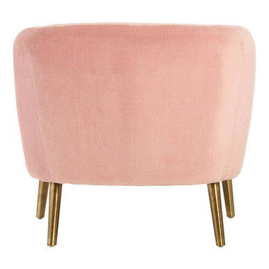 Louxor Pink Velvet Round Armchair with Gold Finish Metal Legs