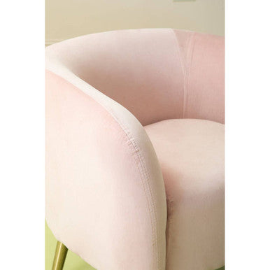 Louxor Pink Velvet Round Armchair with Gold Finish Metal Legs