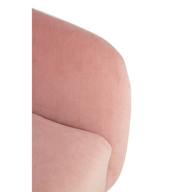Louxor Pink Velvet Round Armchair with Gold Finish Metal Legs