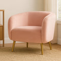 Louxor Pink Velvet Round Armchair with Gold Finish Metal Legs