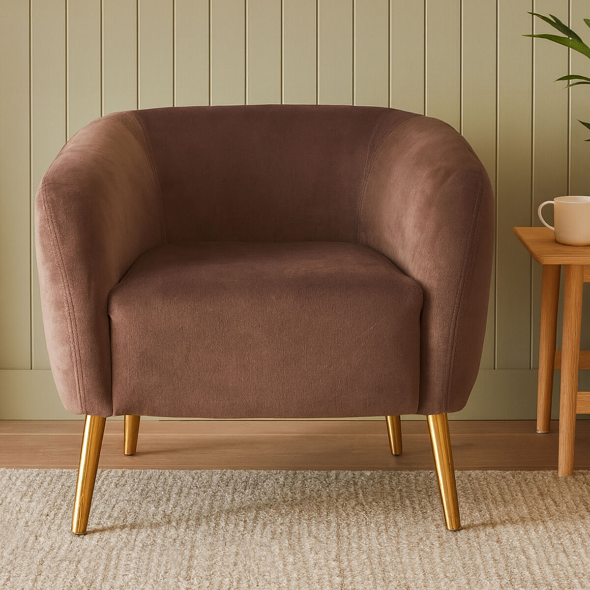 Louxor Grey Velvet Round Armchair
