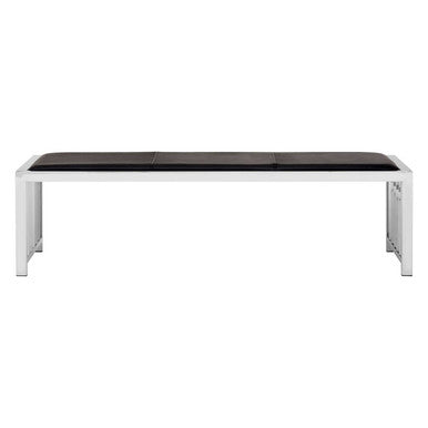 Novara Black Genuine Leather Bench with Stainless Steel Frame