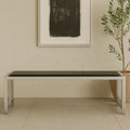 Novara Black Genuine Leather Bench with Stainless Steel Frame