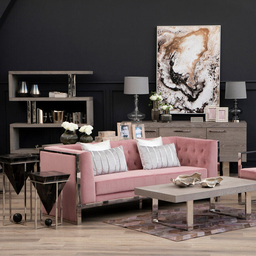 3 Seater Pink Velvet Sofa, Vogue
