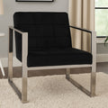 Vogue Black Velvet Lounge Chair with Polished Stainless Steel Frame