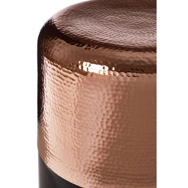 Black Glass Side Table with Hammered Copper Aluminium Base, Margot