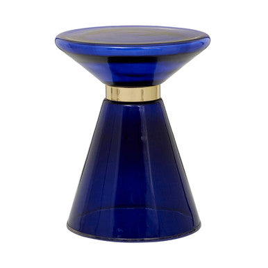 Blue Glass Side Table with Gold Steel Ring, Martini
