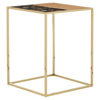 Square Agate Top Table with Gold Steel Frame, Vita