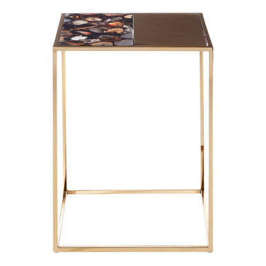 Square Agate Top Table with Gold Steel Frame, Vita
