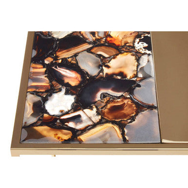 Square Agate Top Table with Gold Steel Frame, Vita