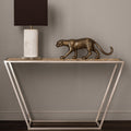 Semi-Precious White Agate Top Console Table in Polished Stainless Steel | Vita