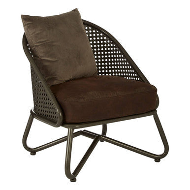 New Foundry Brown Leather Effect Chair with Lattice Design