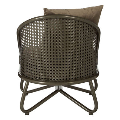 New Foundry Brown Leather Effect Chair with Lattice Design