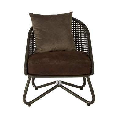 New Foundry Brown Leather Effect Chair with Lattice Design