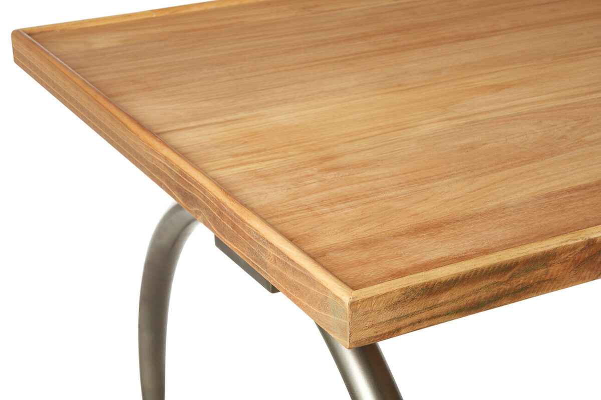 Natural Elm Wood Top Dining Table with Metal Frame, New Foundry
