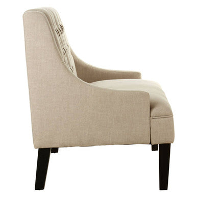 Doucet Natural Linen Bench with Button Tufting