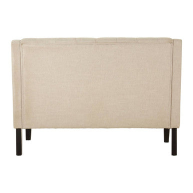 Doucet Natural Linen Bench with Button Tufting