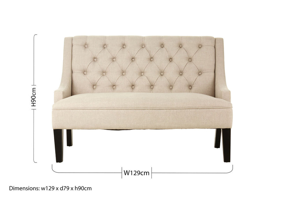 Doucet Natural Linen Bench with Button Tufting