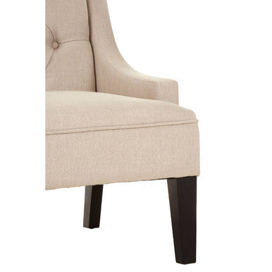 Doucet Natural Linen Bench with Button Tufting