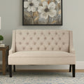 Doucet Natural Linen Bench with Button Tufting