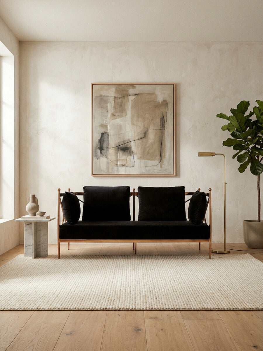 2 Seater Rose Gold Lattice Arms Sofa, Novo