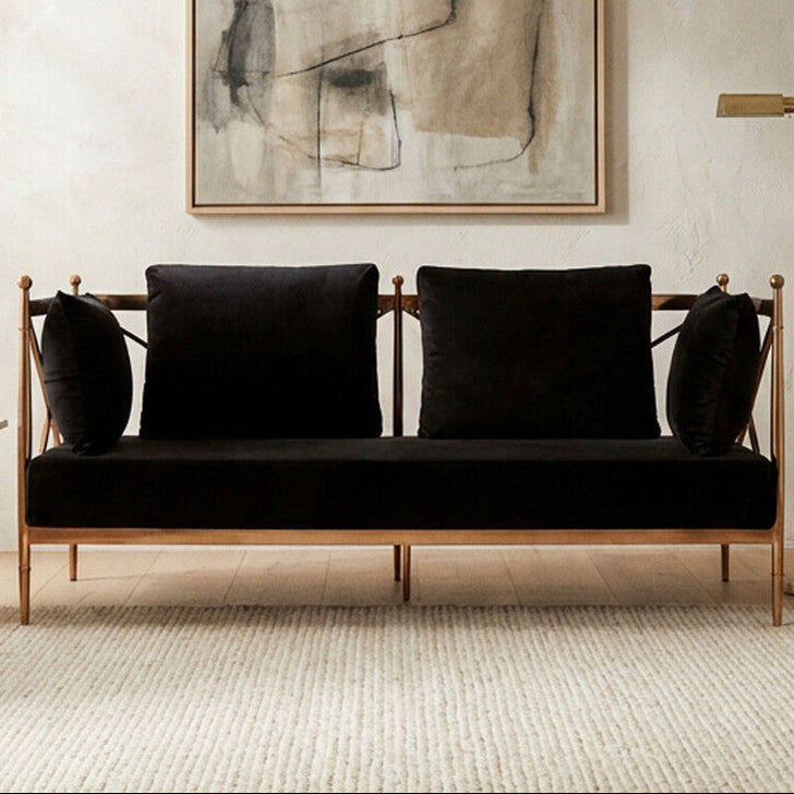 2 Seater Rose Gold Lattice Arms Sofa, Novo