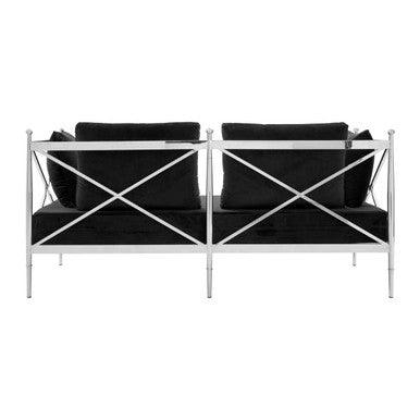 2 Seater Sofa With Silver Lattice Arms, Novo